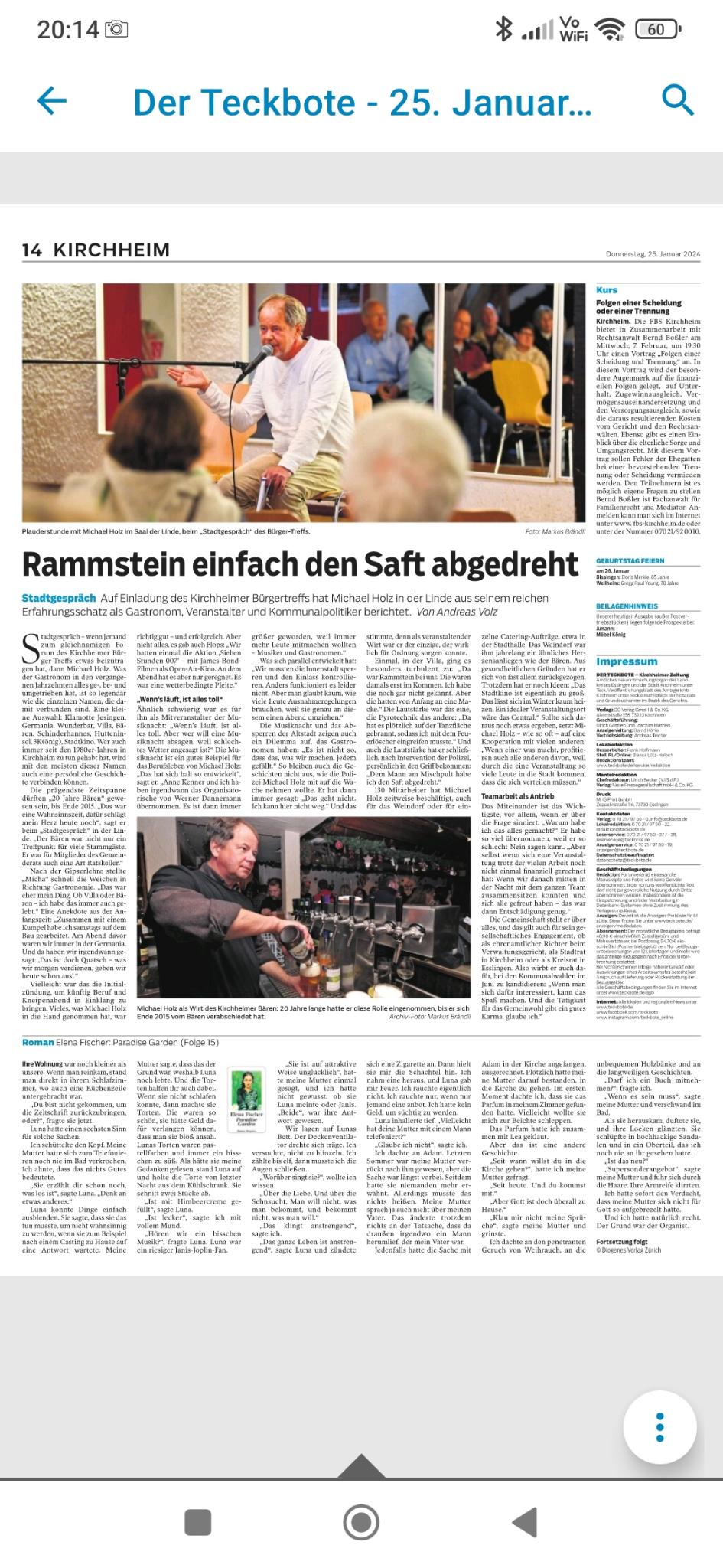 Pressemitteilung: Als der "Micha" Rammstein einfach den Saft abgedreht hat